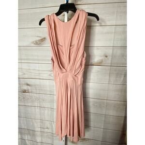 JustCavali Peach Cross Front Sleeveless Midi Dress Pleated Draped Boho Size XS